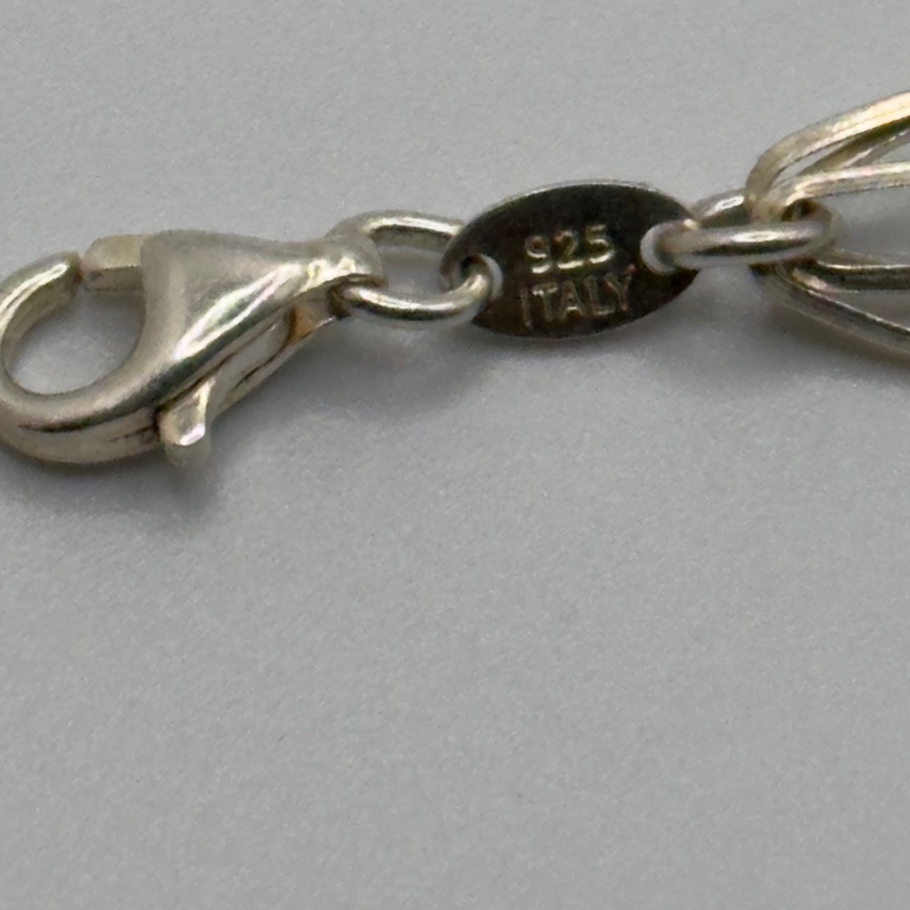 925 Italy Sterling Silver Oval Link Multi-Strand Chain Bracelet 7" 6g - Picture 7 of 11